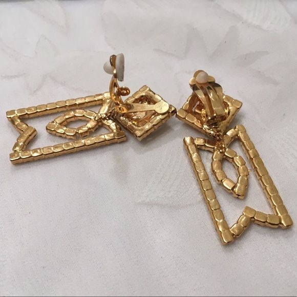 Vintage Gold Earrings With Swarovski Stones - Picture 8 of 8